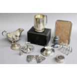 A Collection of Assorted Silver, comprising a sauceboat with Celtic style border; an oblong