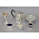A Collection of Assorted Silver, comprising a hot-water jug, with ebonised handle and finial,