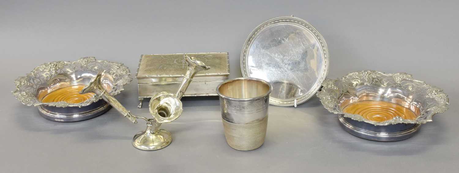 A Collection of Assorted Silver and Silver Plate, the silver comprising a George V silver and