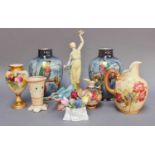 A Royal Worcester Figure (restored) and Two Royal Worcester Jugs, etc