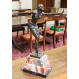 After Dimitri: an Art Deco style bronze and marble figure, 50cm