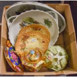 A Group of Decorative Household Ceramics and Glass, including three Royal Worcester blush ivory