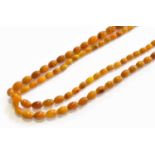 A Graduated Amber Bead Necklace, length 130cm (approximately) (a.f.)Gross weight 74.8 grams.