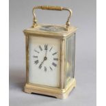 A Silvered Brass Striking Carriage Clock, circa 1900, the twin barrel movement striking on a gong,