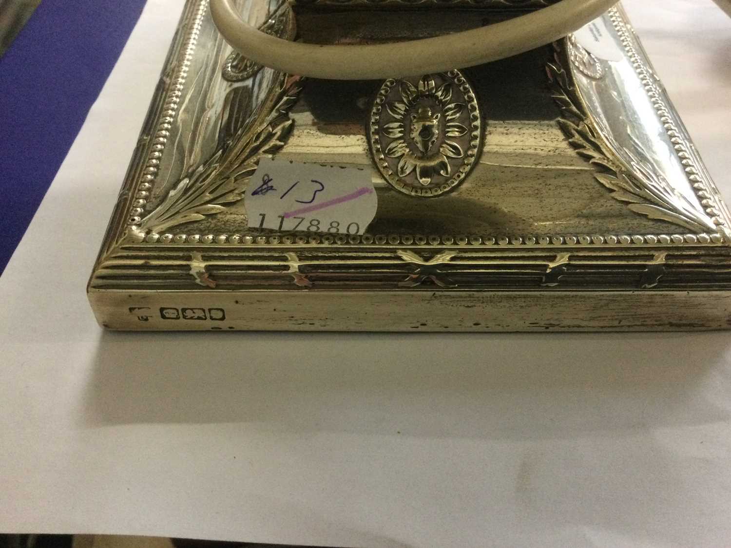 A Silver Candle Stick, converted to a table lampFully marked on base. There is some wear to the - Image 2 of 4
