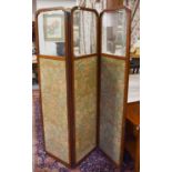 An Edwardian Three-Fold Screen, with glazed panels above, each panel 178cm by 46cm