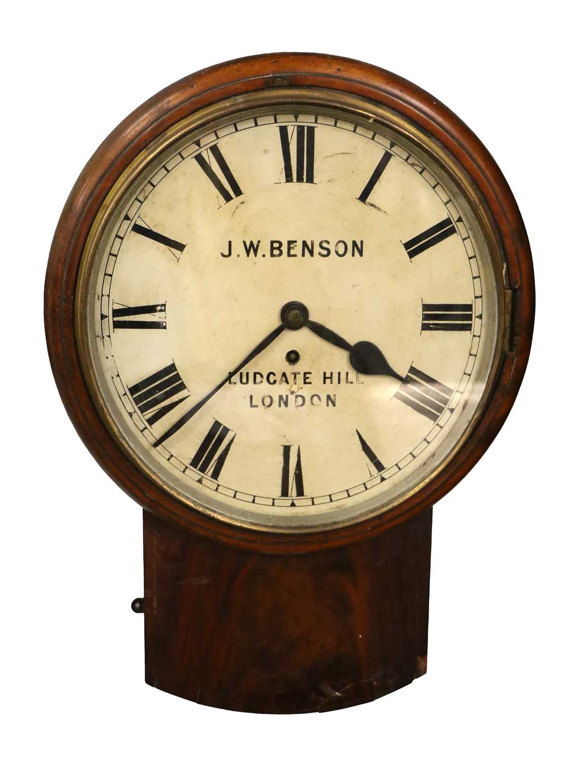 A Mahogany 12" Drop Dial Wall Timepiece, 19th century, signed J.W Benson, Ludgate Hill, London, 50cm