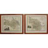 A map of North Riding of York, C & J Greenwood, 1834, and another, both framed