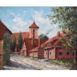 Continental School (20th century)A street scene in summer lightIndistinctly signed, oil on canvas;