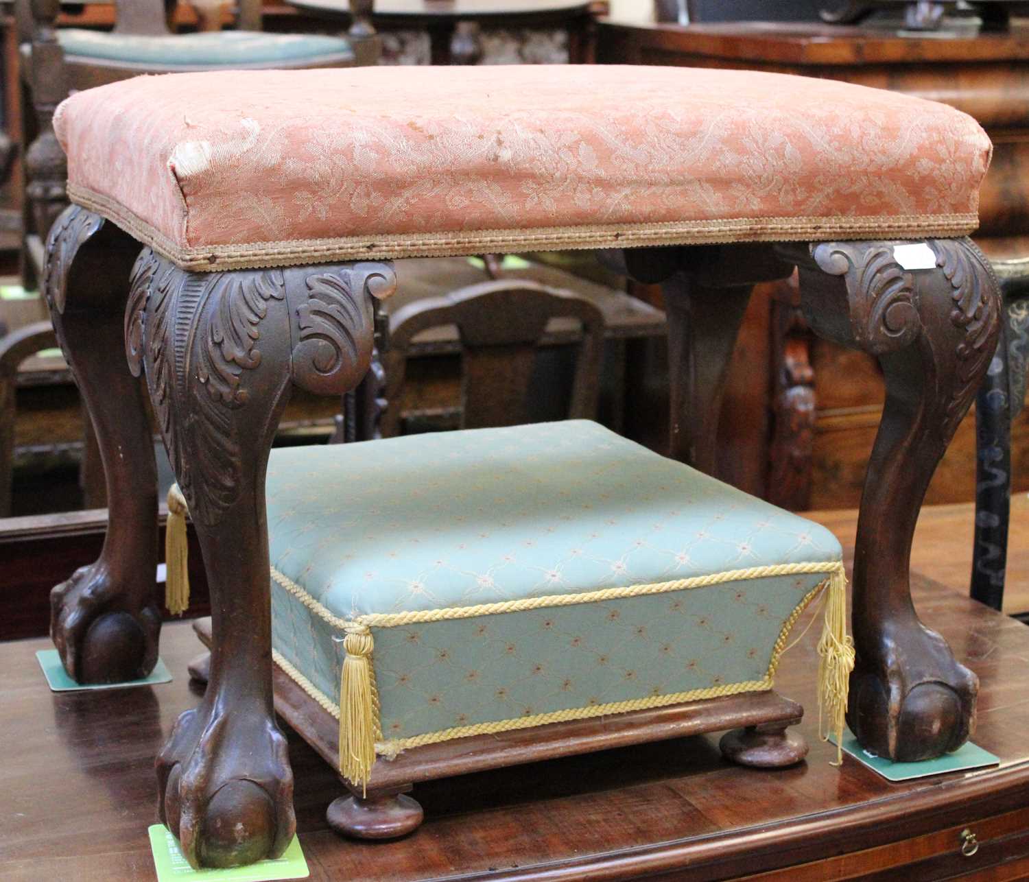 An Early 19th Century Carved Mahogany Footstool, With Ball and Claw Feet, 58cm by 42cm by 46cm