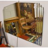 An Art Deco Frameless Mirror, 90cm by 60cm