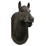 A Composition Black Painted Horse's Head Mount, 73cm