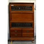 A Leaded Mahogany Stacking Bookcase, with bureau section, 87cm by 36cm by 160cm