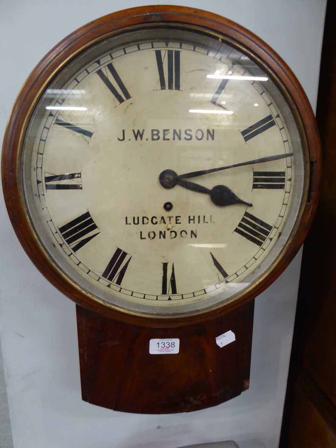 A Mahogany 12" Drop Dial Wall Timepiece, 19th century, signed J.W Benson, Ludgate Hill, London, 50cm - Image 4 of 12