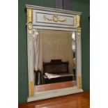 A Blue Painted and Parcel Gilt Mirror, 69cm by 101cm