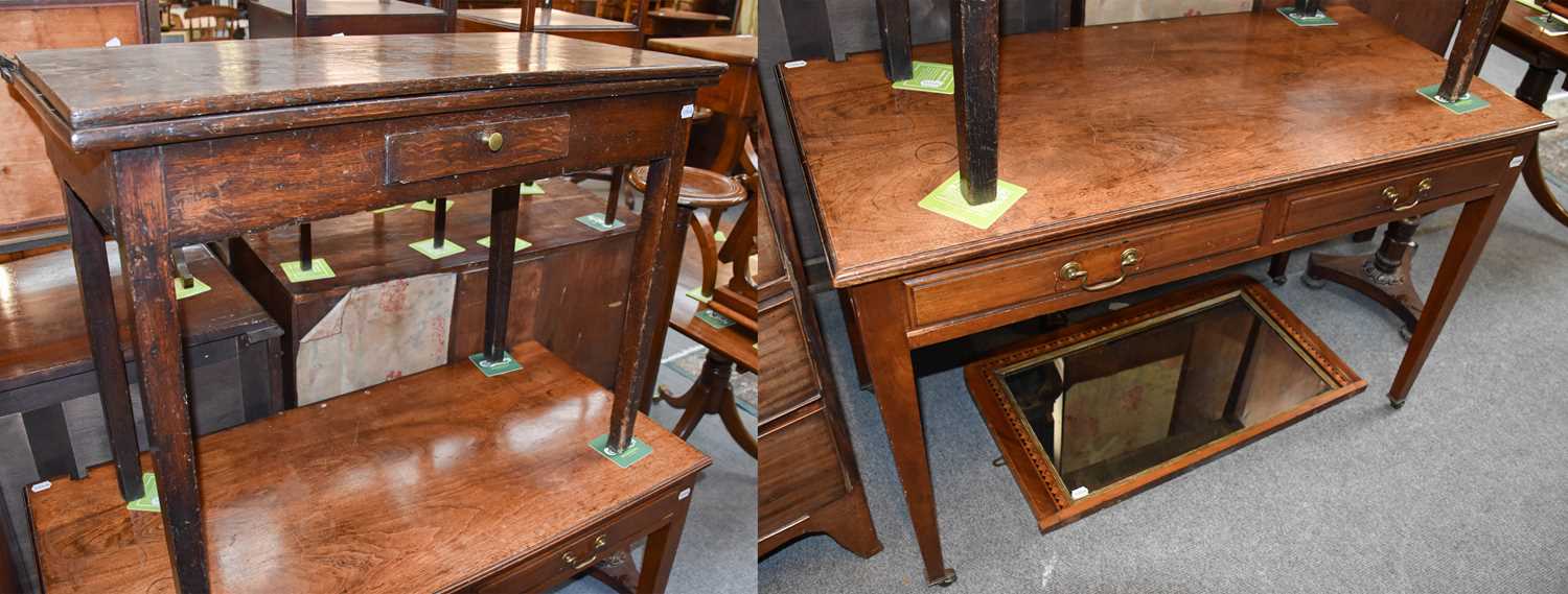 A Group of Furniture, comprising: A George III Provincial Oak Foldover Side Table, fitted with a - Image 2 of 3