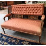 A Victorian Rosewood Parlour Sofa, with inlaid decoration, 136cm