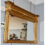 A Regency Gilt Framed Inverted Breakfront Overmantel Mirror, 113cm by 69cm