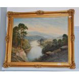 George Mulready Freezor (1865-1962)Extensive river landscape Signed, oil on canvas, 65.5cm by 80.5cm