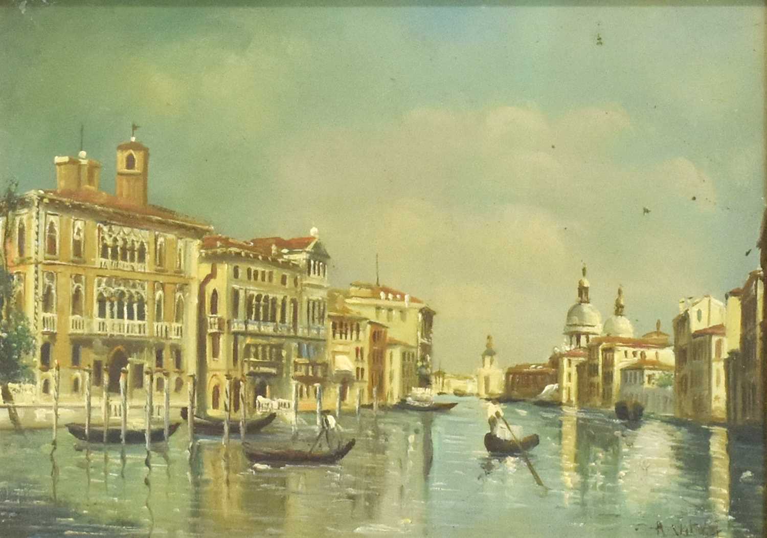 A*Vita (19th century) Venetian canal scene with gondola Signed, oil on board
