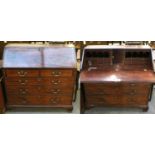 A George III Mahogany Bureau, with fitted interior incorporating a pair of secret drawers