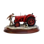 Border Fine Arts 'Kick Start' (David Brown Cropmaster Tractor, Farmer and Collie)