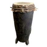 A Rare 19th Century Barundi Sacred Tree Drum, East Africa, carved from a large tree trunk, the