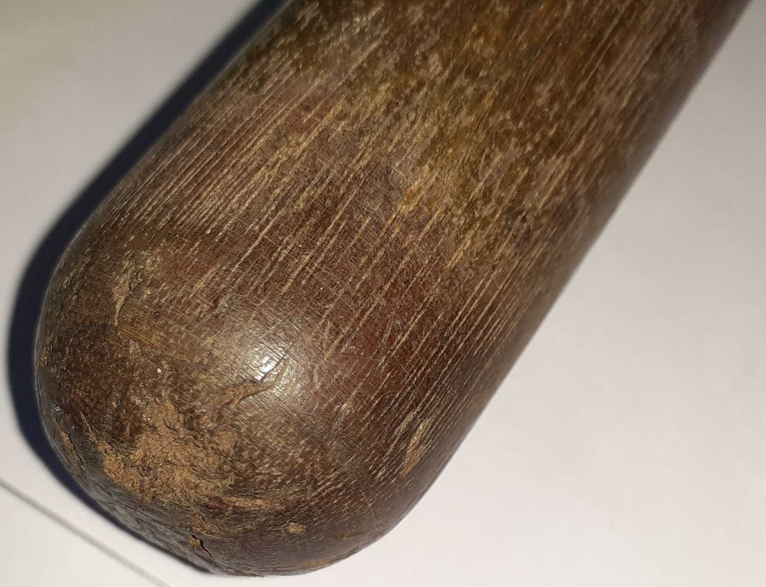 A Victorian Ebony Police Truncheon, the weight brass head engraved VR/133, the lower section of - Image 5 of 7