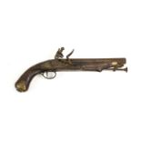 An Early 19th Century New Land 16 Bore Flintlock Pistol, the 22.5cm round steel barrel with London