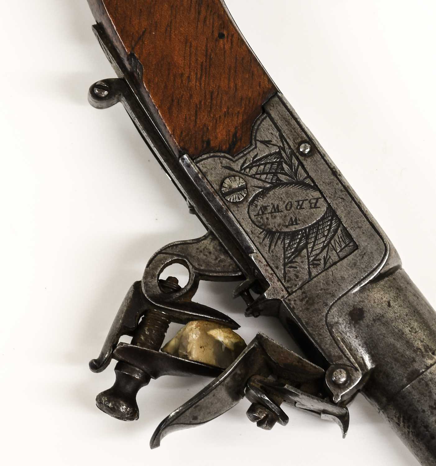 An Early 19th Century Flintlock Pocket Pistol, the 4cm round turn-off steel barrel with Birmingham - Image 2 of 2