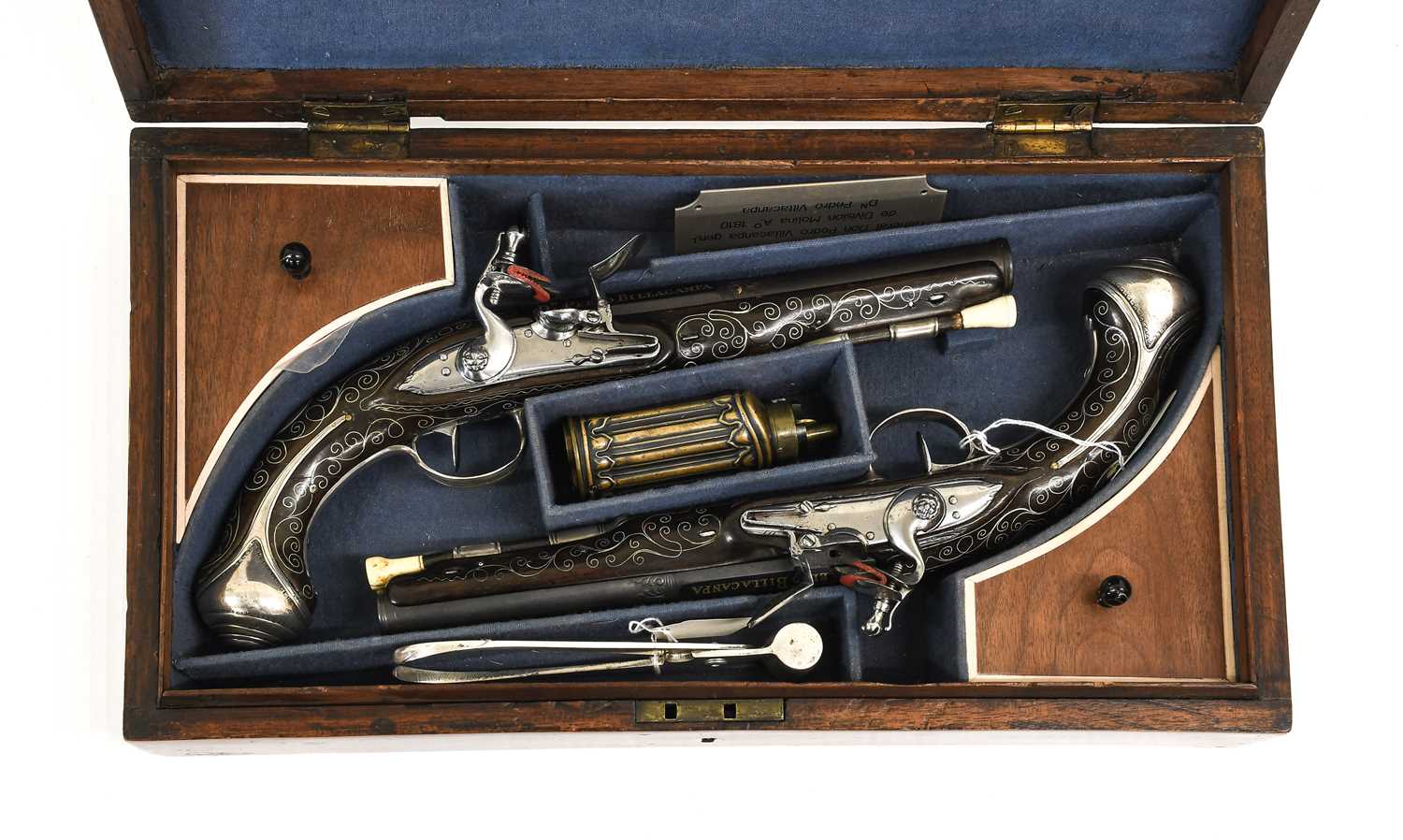 A Pair of Early 19th Century Spanish Flintlock Duelling Pistols by Astiazaran and Presented to Don - Image 2 of 6