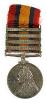 A Queen's South Africa Medal, with four clasps CAPE COLONY, ORANGE FREE STATE, TRANSVAAL and SOUTH