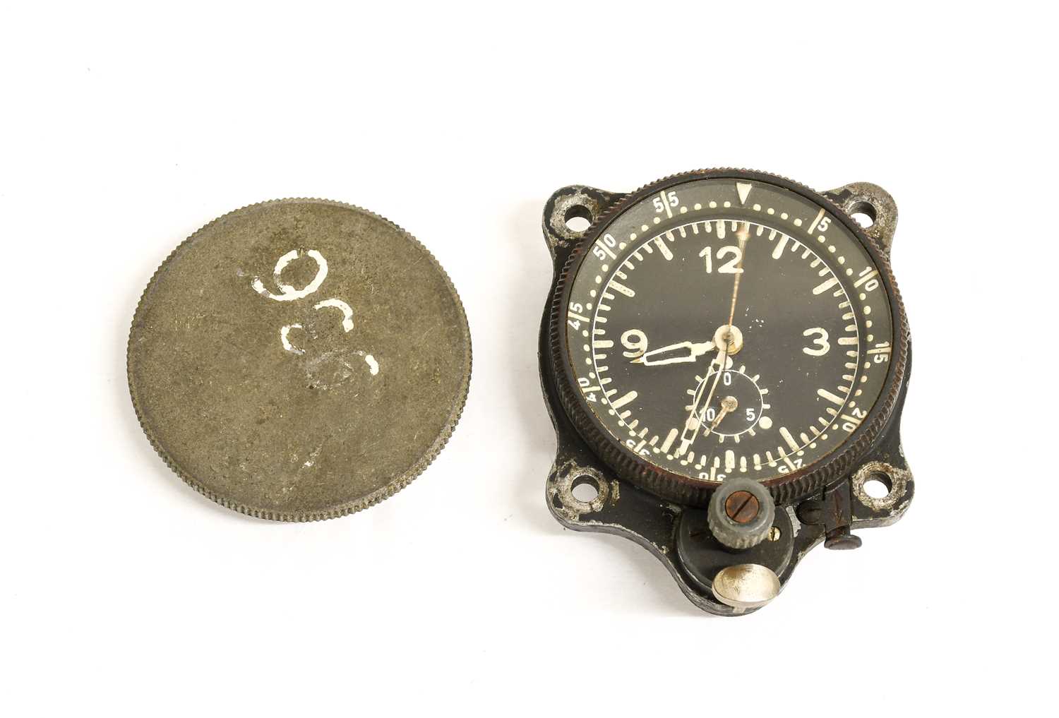 A Second World War German Luftwaffe Cockpit J30BZ Chronograph by Junghans, the 4.5cm black enamel - Image 2 of 4