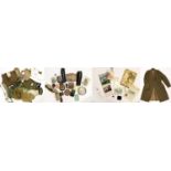 A Quantity of Second World War and Post-War Militaria, including a greatcoat with leather football