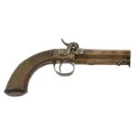 A 19th Century Percussion Travelling Pistol by Parkhouse, Taunton, the 10cm octagonal steel barrel