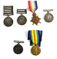 A Boer War/First World War Group of Four Medals, comprising a Queen's South Africa Medal with five