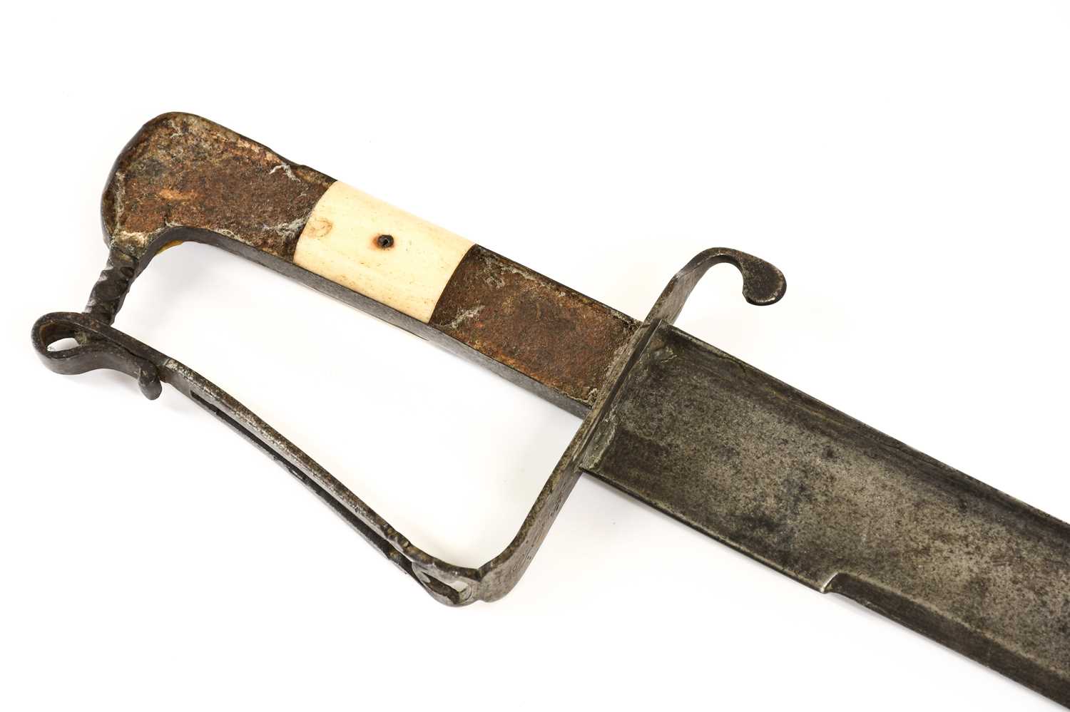 A Second World War German 1884/98 Knife Bayonet, one side of the blued fullered steel blade marked - Image 2 of 2