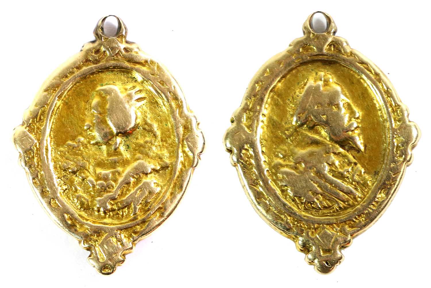 A 17th Century Silver Gilt Medallet, of oval form, one side cast and chased with what is believed to