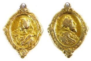 A 17th Century Silver Gilt Medallet, of oval form, one side cast and chased with what is believed to