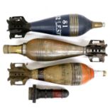 An Inert 81mm Mortar Bomb, stamped PAS 1932 52 45 PAM 56, with brass fuse; two Inert Drill Examples,