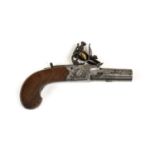 An Early 19th Century Flintlock Pocket Pistol, the 4cm round turn-off steel barrel with Birmingham
