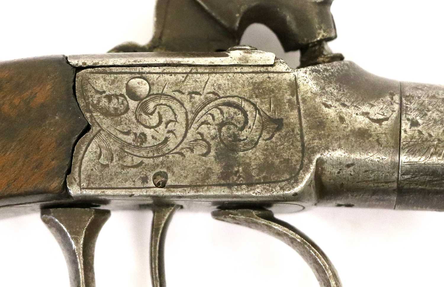 A Late 18th Century Flintlock Pocket Pistol, the 7cm turn-off steel barrel with London proof - Image 3 of 3
