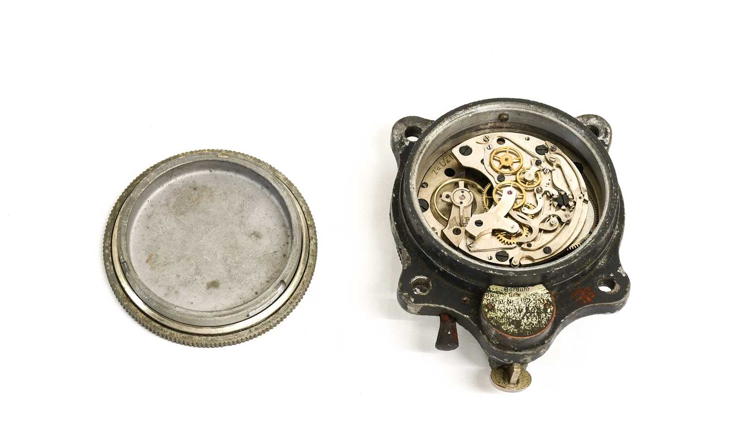 A Second World War German Luftwaffe Cockpit J30BZ Chronograph by Junghans, the 4.5cm black enamel - Image 3 of 4