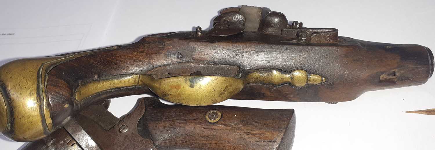 An 18th Century Small Flintlock Pocket Pistol, the 8cm round barrel octagonal at the breech and - Image 7 of 10