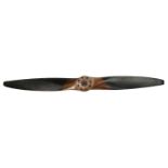 A Laminated Wood Aeroplane Propeller, the hub with eight bolt holes, one side stamped SAXON 7887454,