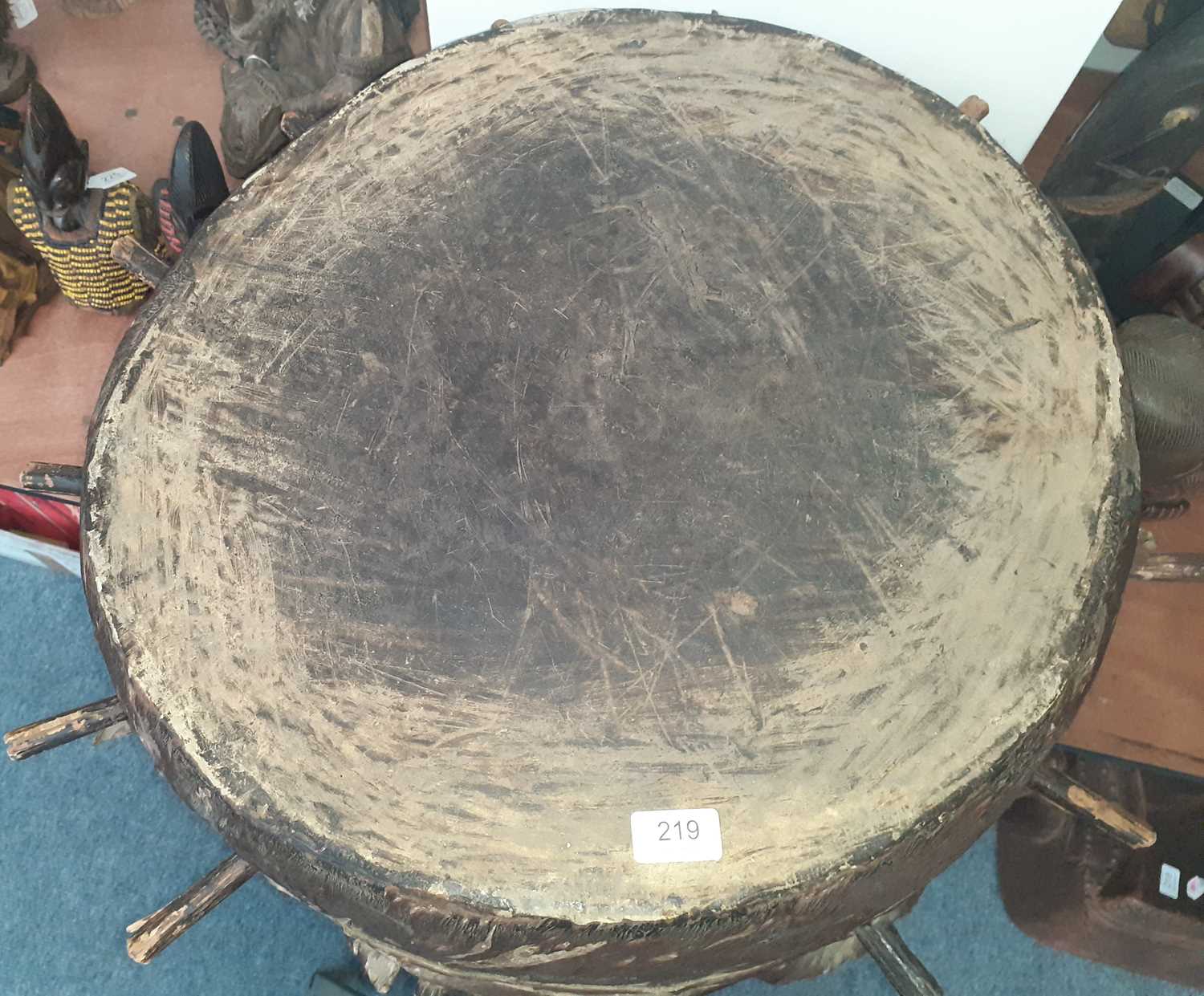 A Rare 19th Century Barundi Sacred Tree Drum, East Africa, carved from a large tree trunk, the - Image 2 of 3
