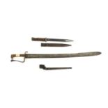 A Second World War German 1884/98 Knife Bayonet, one side of the blued fullered steel blade marked