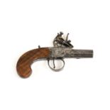 A 19th Century Flintlock Pocket Pistol by Boston, Wakefield, the 4cm blued steel turn-off round