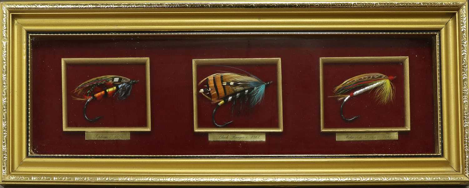 A Group of Six Framed of Gut Eyed Salmon Flies
