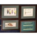 A Group of Four Framed Salmon And Trout Flies